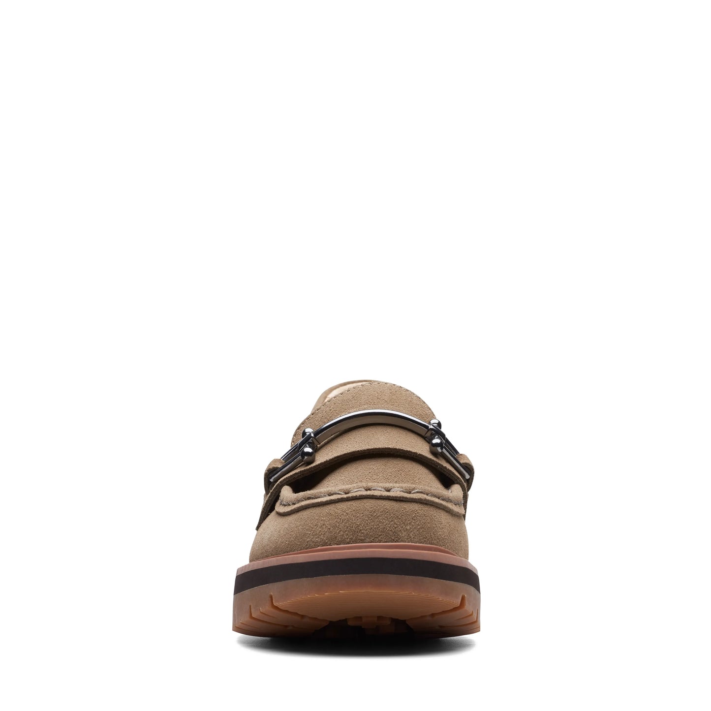 Zapatos Casual De La Marca Clarks Para Mujer Modelo Orianna Bit Dark Sand Suede En Color Beige