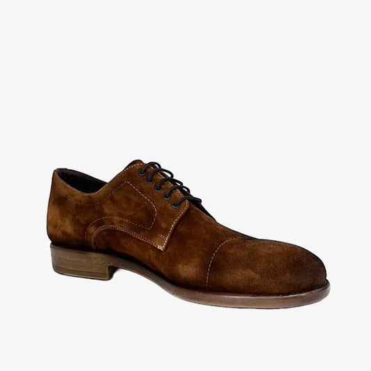 LUIS GONZALO 1966 | MEN'S DERBY SHOES | OLD LEATHER BASKET | BROWN