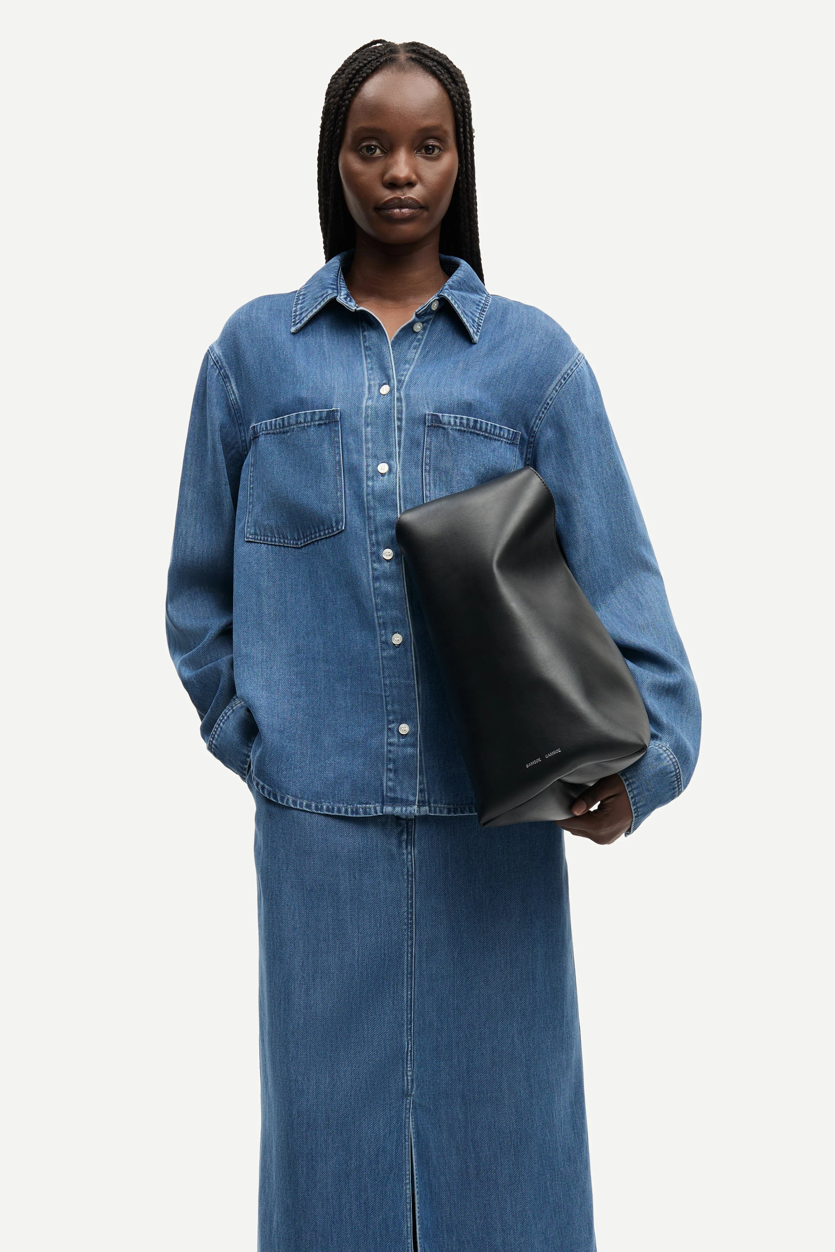 SAMSOE Sabexy Shirt 15645 Medium Denim BLUE: blue camisas for