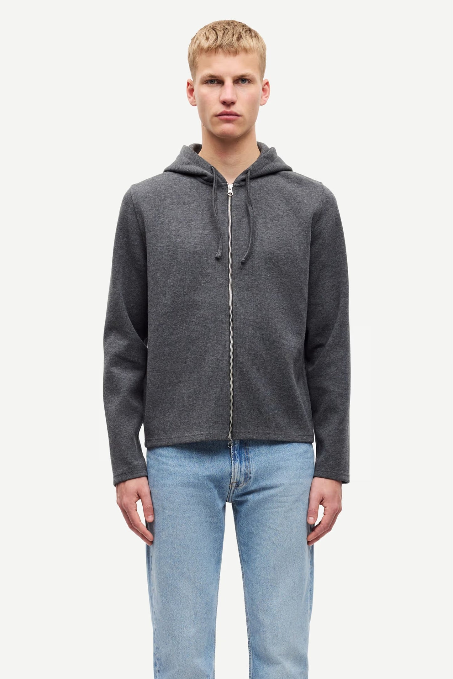 SAMSOE | SWEATSHIRTS | HOMBRE | SANIK ZIP HOODIE 15 BLACK OYSTER MEL | GRIS