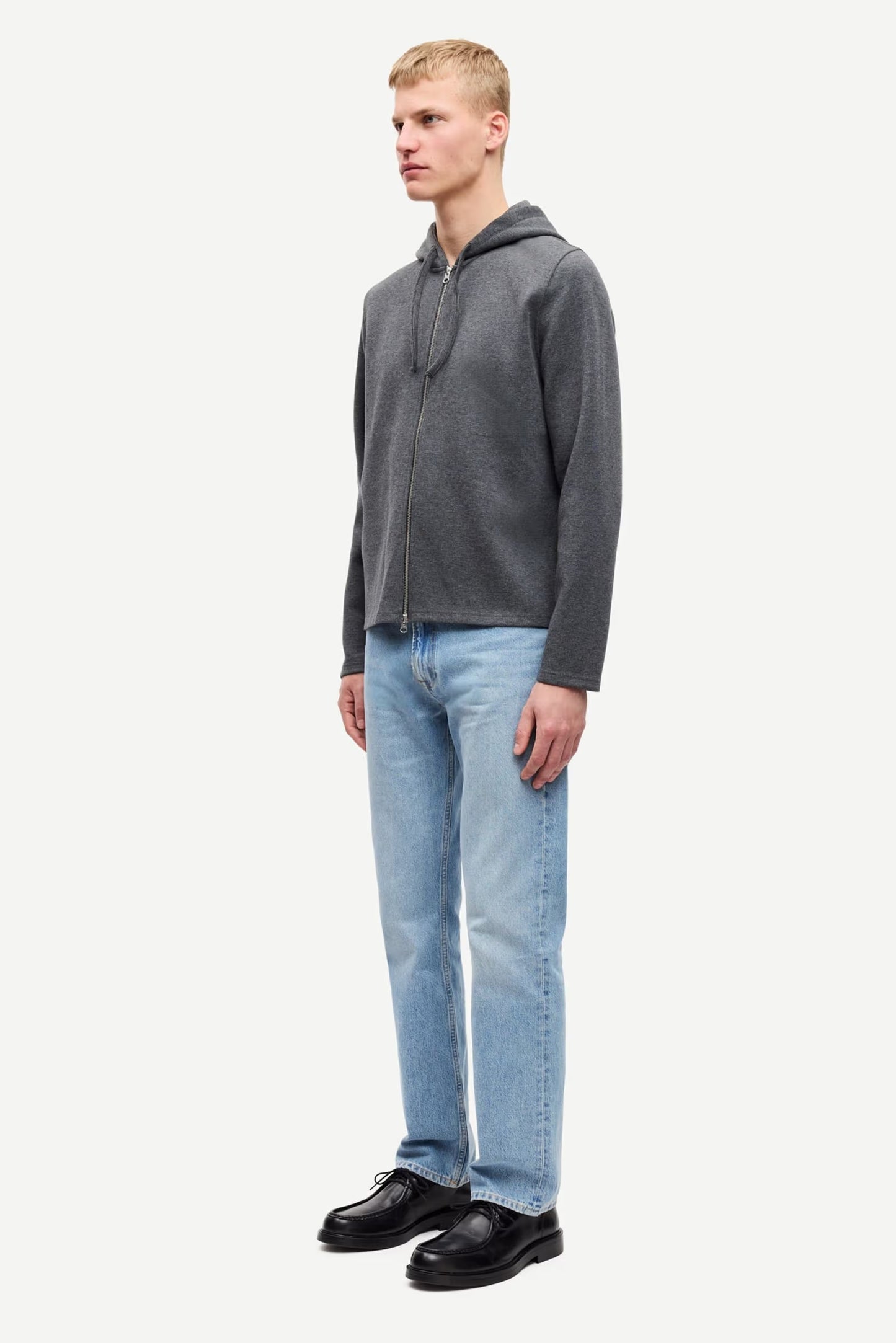 SAMSOE | SWEATSHIRTS | HOMBRE | SANIK ZIP HOODIE 15 BLACK OYSTER MEL | GRIS