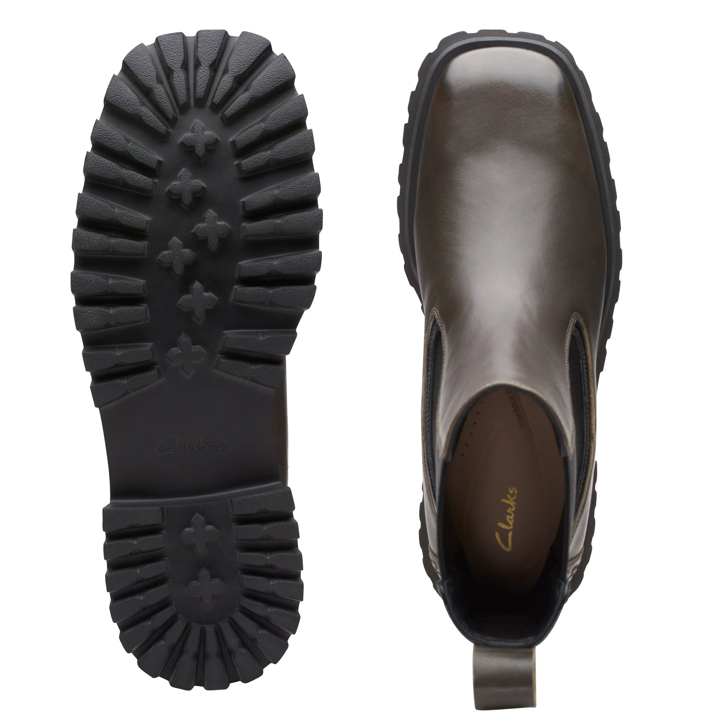 Botines De La Marca Clarks Para Mujer Modelo Stayso Rise Olive Leather En Color Verdek