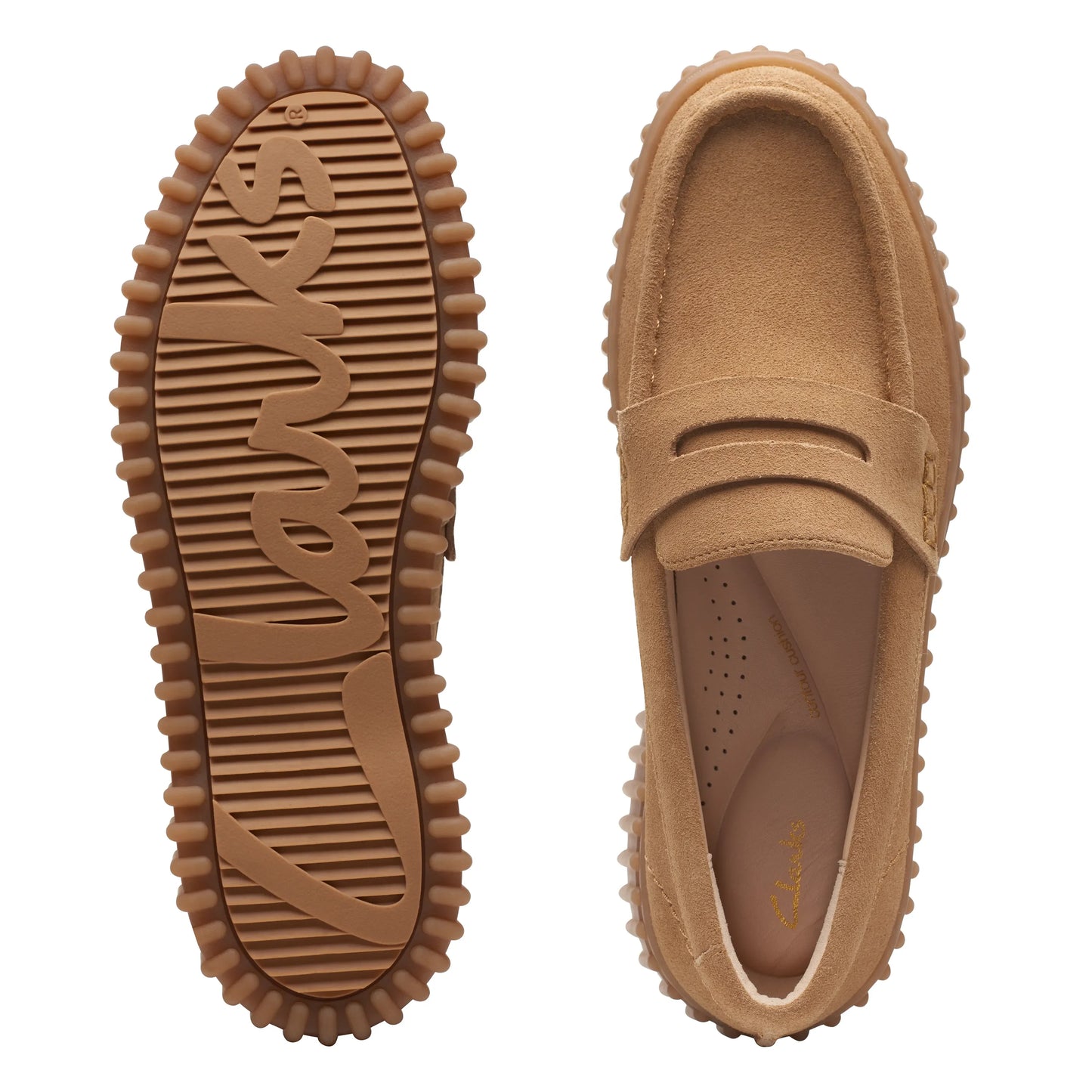 Zapatos Casual De La Marca Clarks Para Mujer Modelo Torhill Penny Light Tan Suede En Color Beige