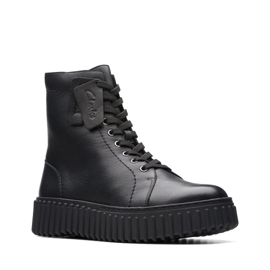 CLARKS | BOOTS | WOMEN | TORHILL RISE BLACK LEATHER | BLACK