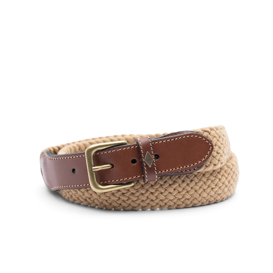 LOTTUSSE | CEINTURE HOMME | CUIR DE VACHE TUBULAIRE ÉLASTIQUE TRESSÉ BEIGE | BEIGE