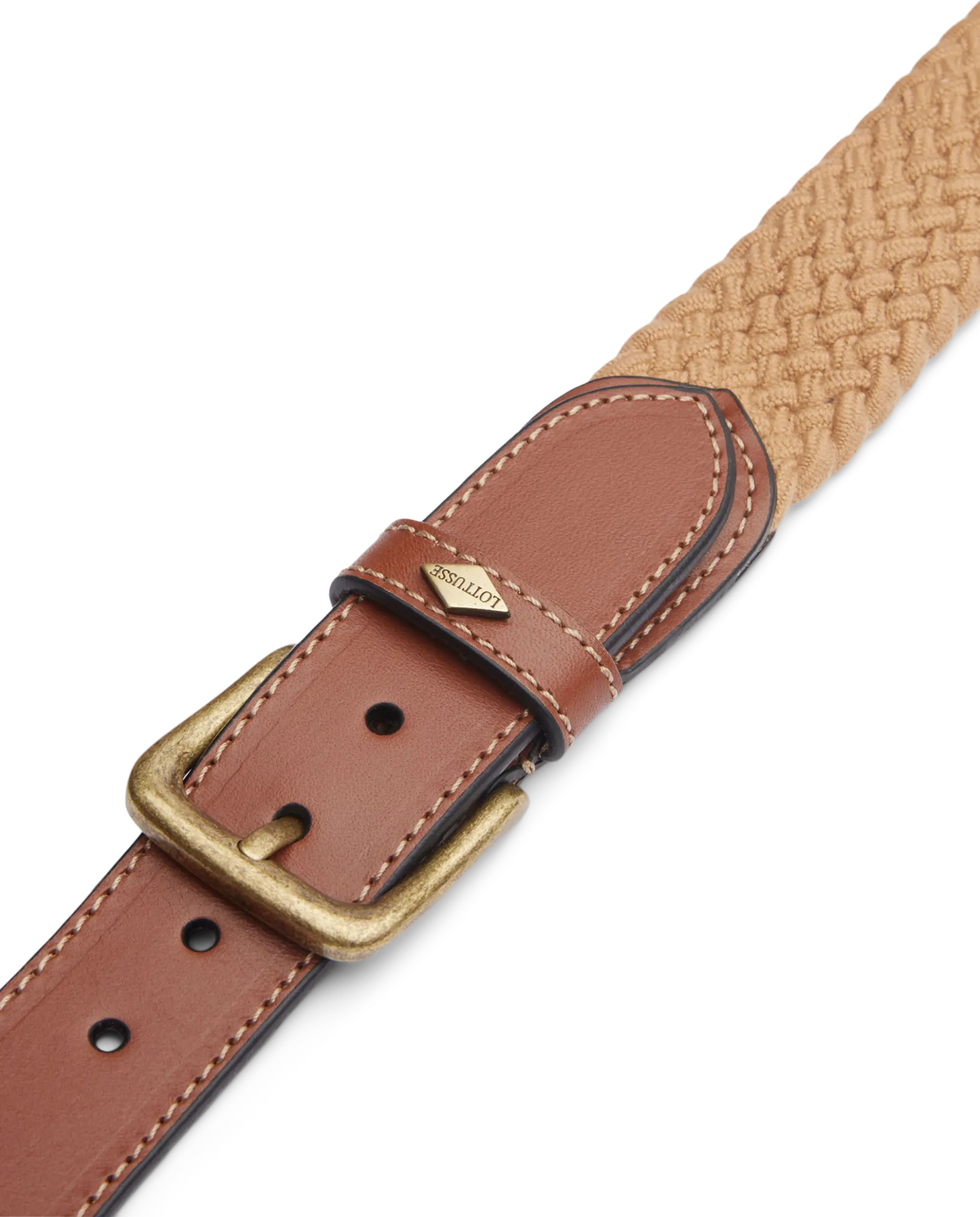 LOTTUSSE | CEINTURE HOMME | CUIR DE VACHE TUBULAIRE ÉLASTIQUE TRESSÉ BEIGE | BEIGE