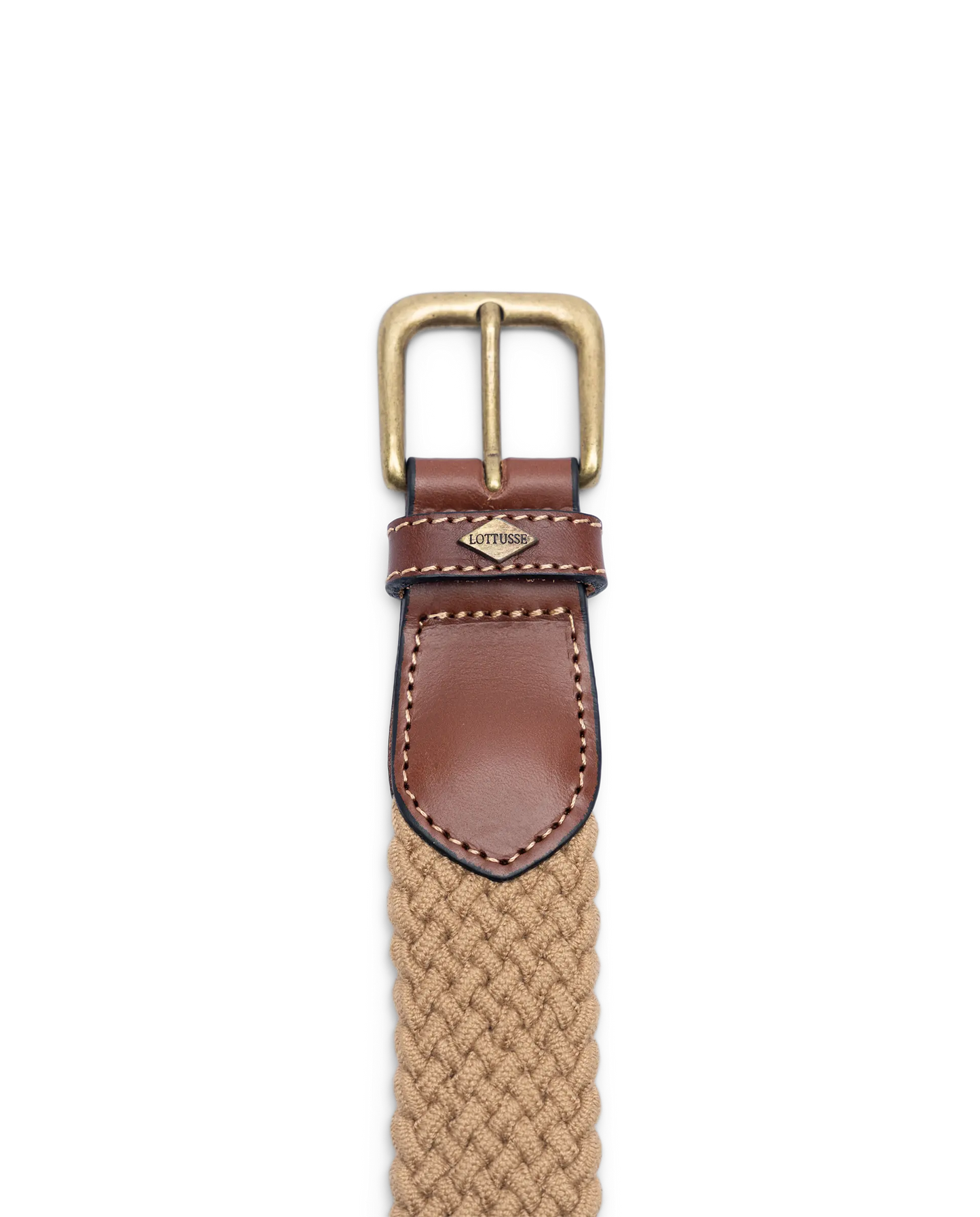 LOTTUSSE | CEINTURE HOMME | CUIR DE VACHE TUBULAIRE ÉLASTIQUE TRESSÉ BEIGE | BEIGE