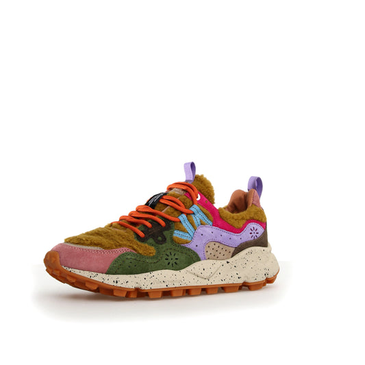 FLOWER MOUNTAIN | WOMEN'S SNEAKERS | YAMANO 3 WOMAN LIGHT BROWN-MILITARY-VIOLET | BROWN