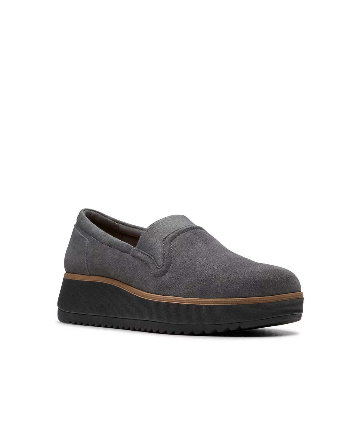 Zapatos Casual De La Marca Clarks Para Mujer Modelo Zylah Sky Dark Grey Suede En Color Gris