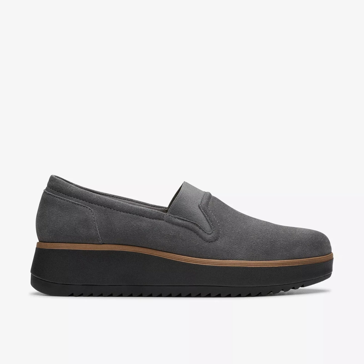 Zapatos Casual De La Marca Clarks Para Mujer Modelo Zylah Sky Dark Grey Suede En Color Gris