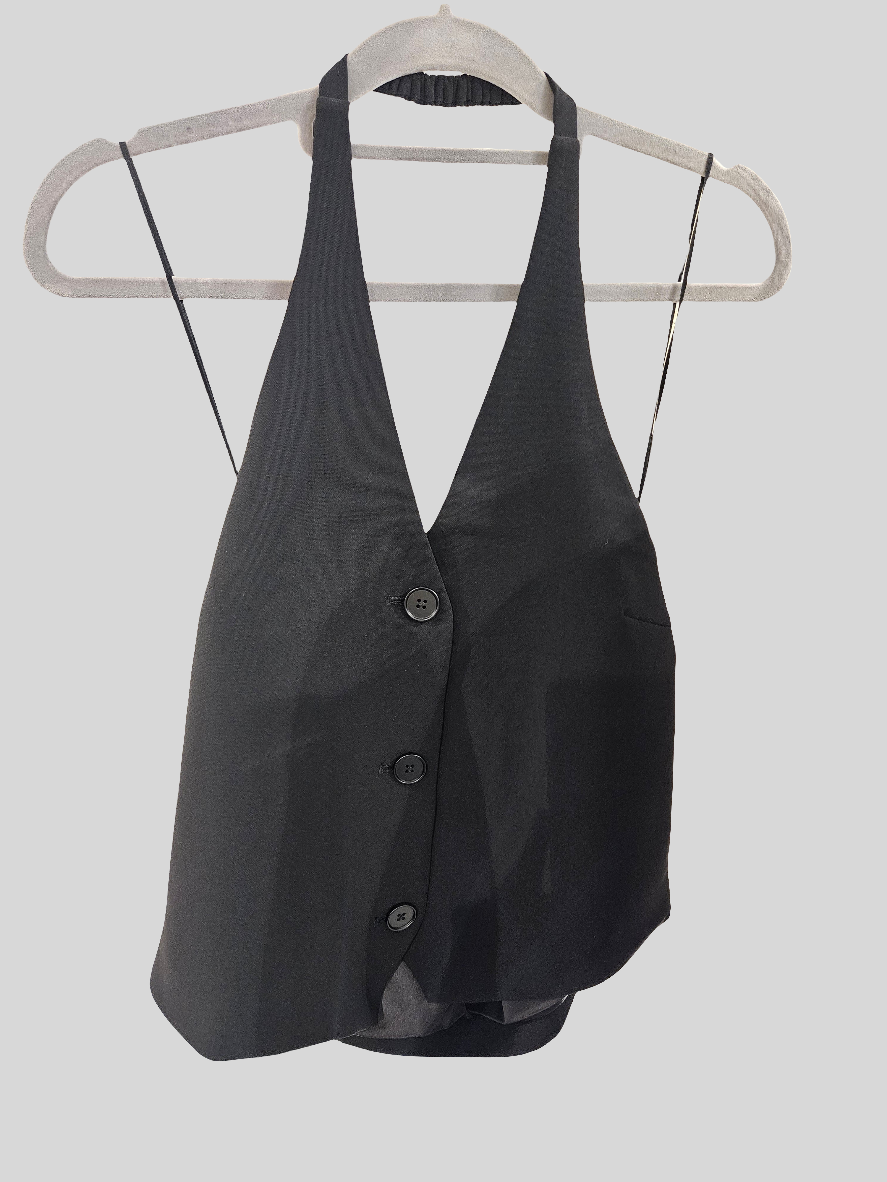 SECOND FEMALE | WOMEN'S VEST | FIQUE TAILORED WAISTCOAT | BLACK