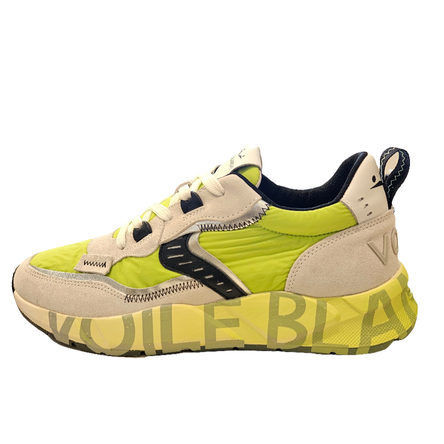 VOILE BLANCHE | SNEAKERS | HERREN | CLUB01. WILDLEDER/NETZ/NYLON WEISS-LIMETTE