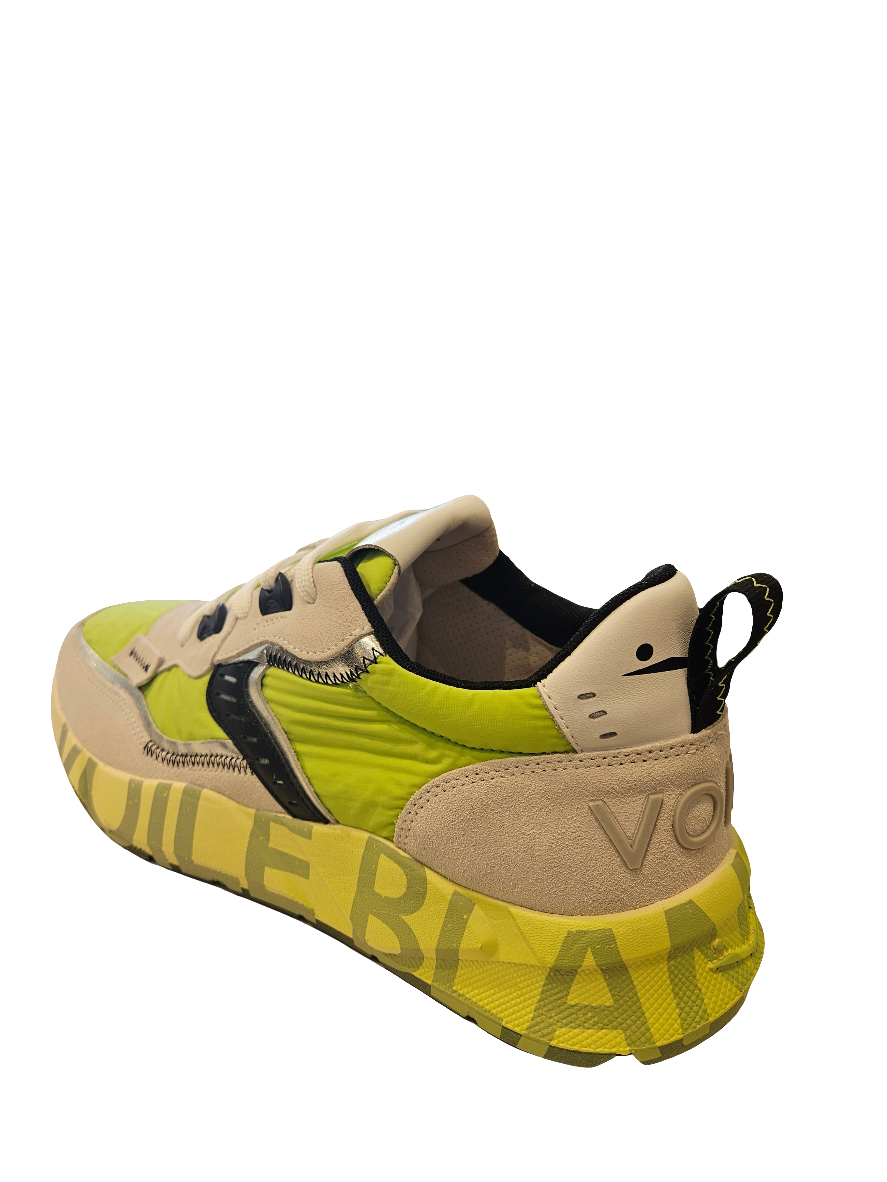 VOILE BLANCHE | SNEAKERS | HERREN | CLUB01. WILDLEDER/NETZ/NYLON WEISS-LIMETTE