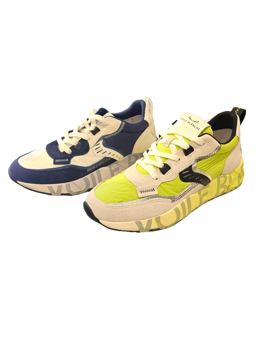 VOILE BLANCHE | SNEAKERS | HERREN | CLUB01. WILDLEDER/NETZ/NYLON WEISS-LIMETTE