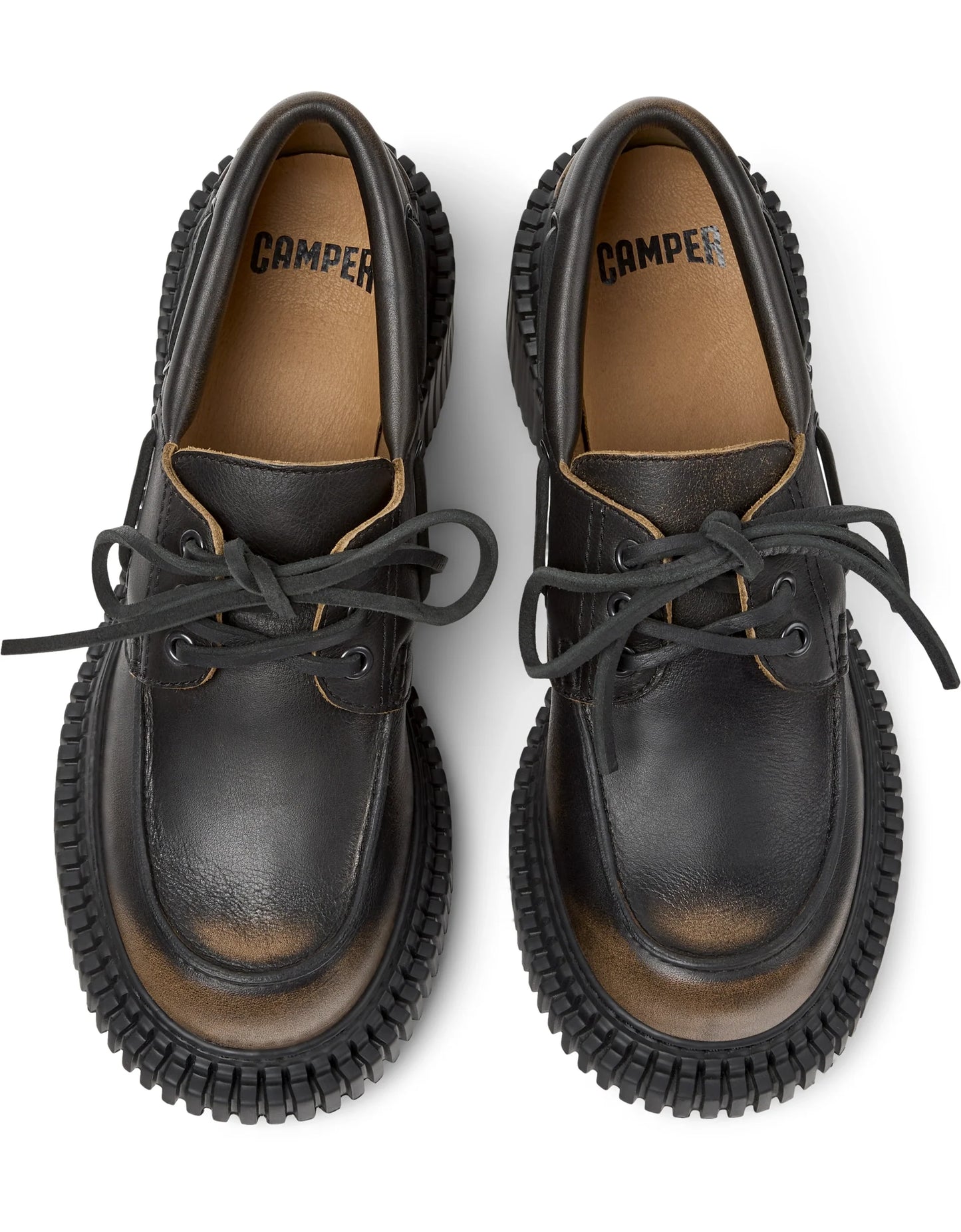 Mocasines Para Mujer De La Marca Camper Modelo Pix London Gala Negro-Crater/Pix London Negro Multicolor