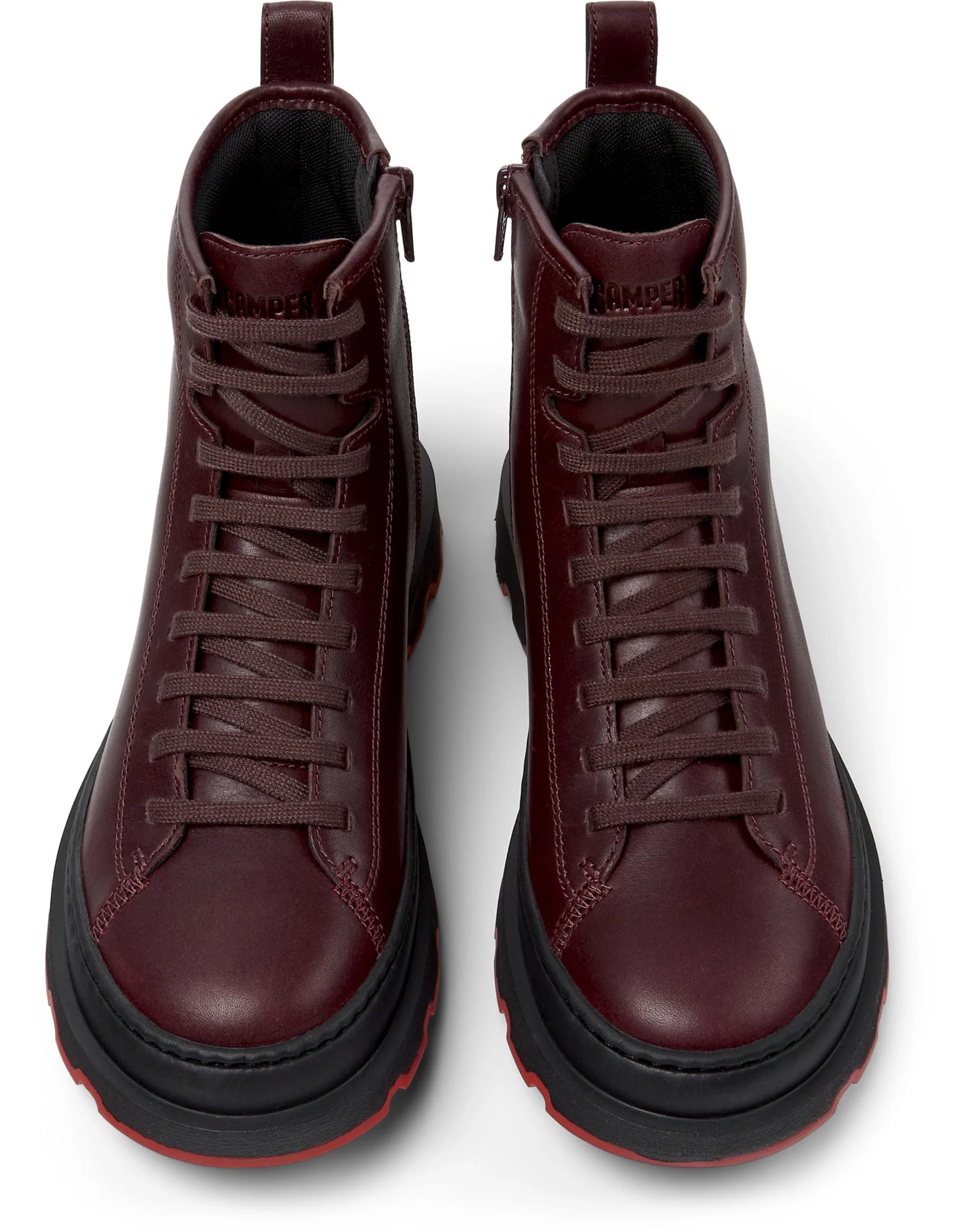 Botas Para Mujer De La Marca Camper Modelo Brutus+ Noray Beizos/Brutus+ Negro-Barco De Color Burdeos