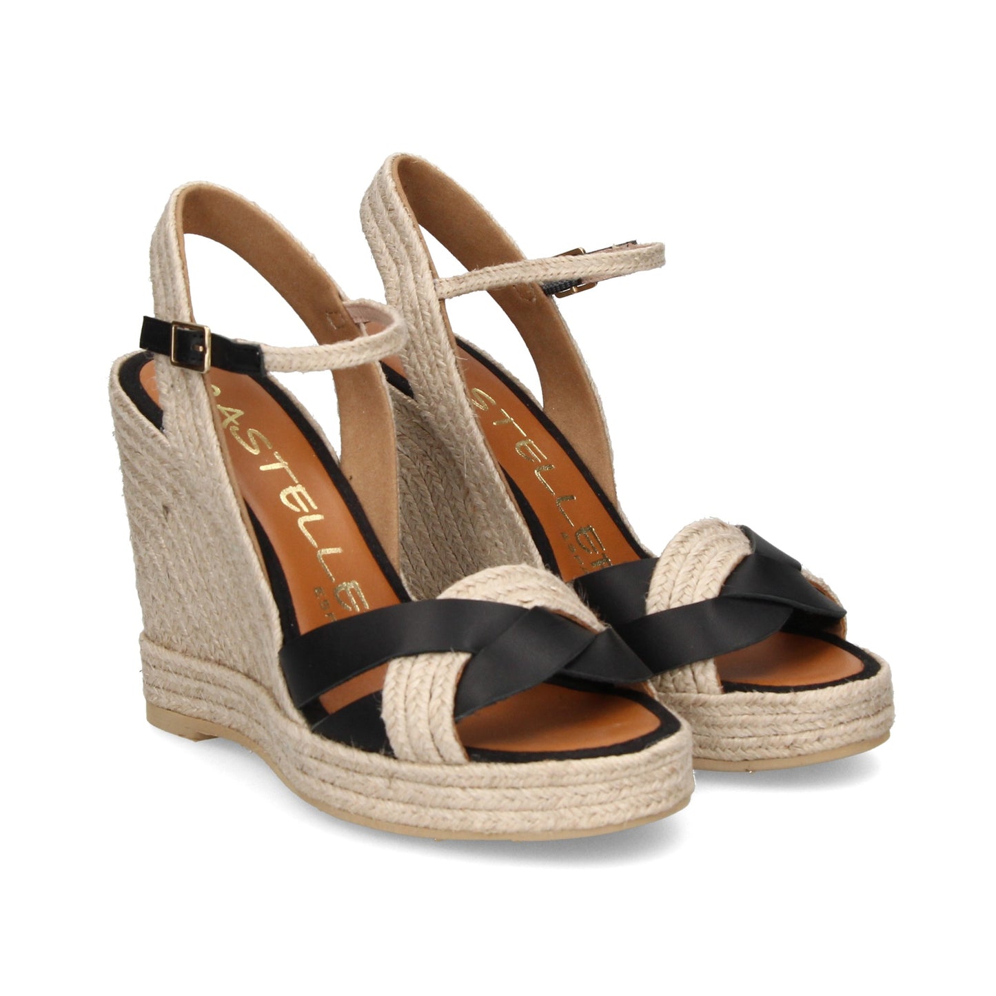 CASTELLER | WOMEN'S SANDALS | 874 BLACK NATURAL JUTE VAQUETA | BEIGE