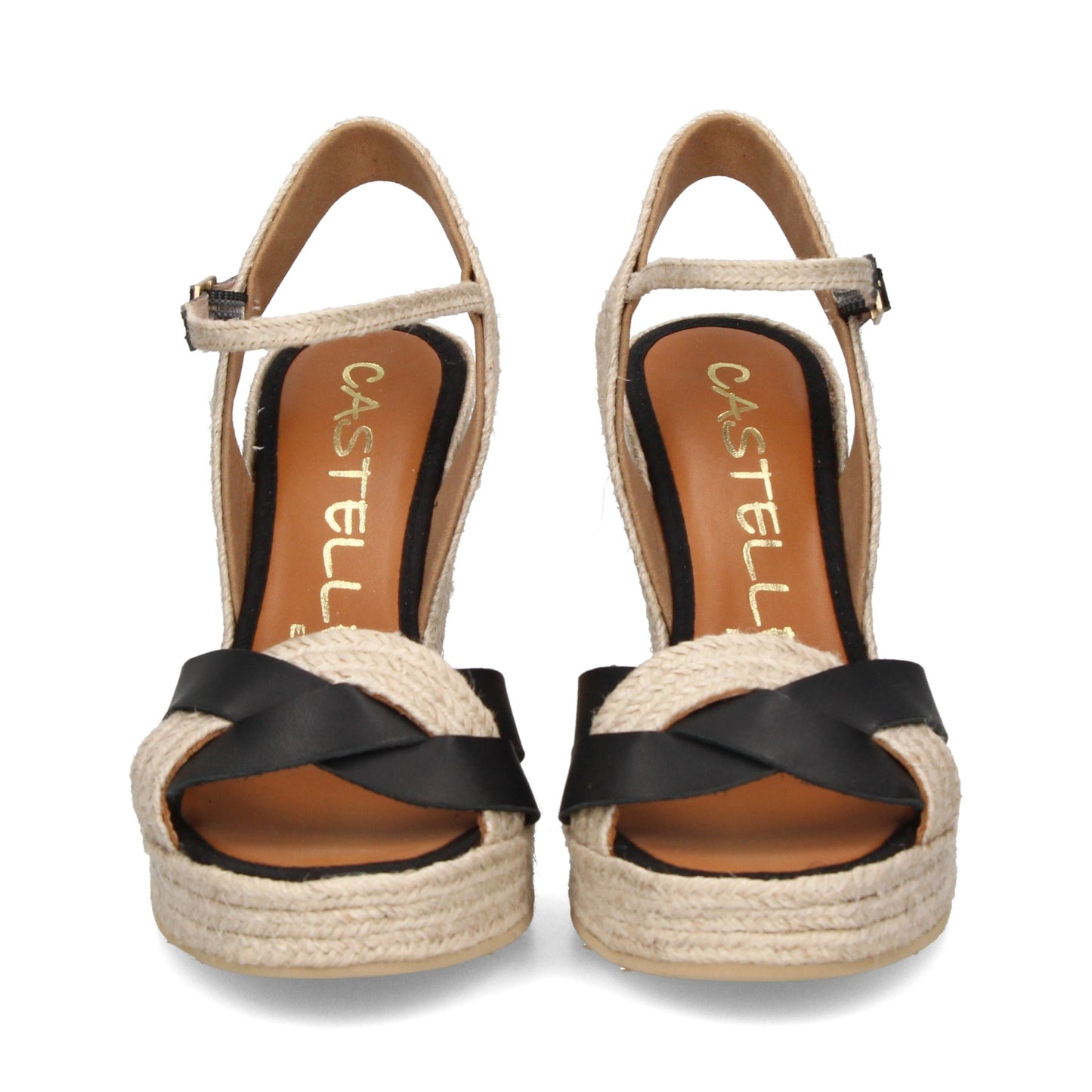 CASTELLER | WOMEN'S SANDALS | 874 BLACK NATURAL JUTE VAQUETA | BEIGE