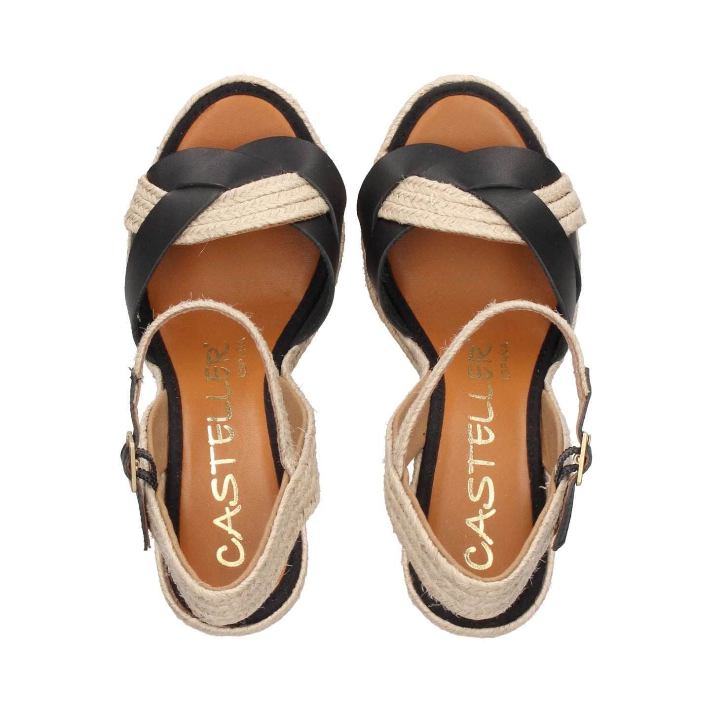 CASTELLER | WOMEN'S SANDALS | 874 BLACK NATURAL JUTE VAQUETA | BEIGE