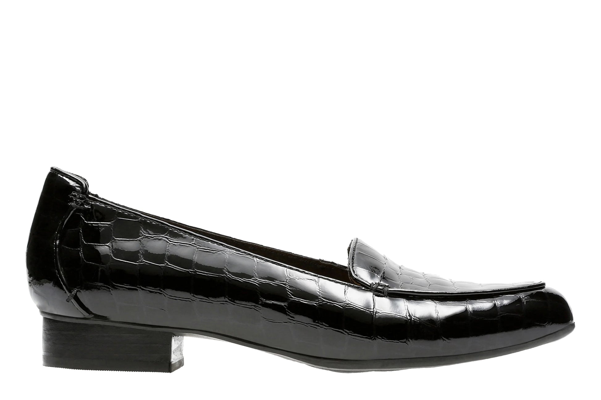 Zapatos De Vestir De La Marca Clarks  Para Mujer Modelo Keesha Luca Black Pat/Croc En Color Negro