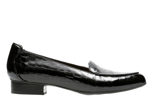 Zapatos De Vestir De La Marca Clarks  Para Mujer Modelo Keesha Luca Black Pat/Croc En Color Negro