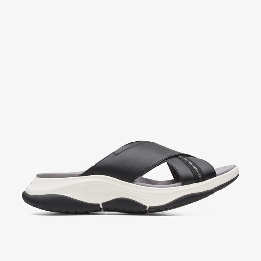 Sandalias De La Marca Clarks  Para Mujer Modelo Wave2.0 Sun. Black Combi En Color Negro