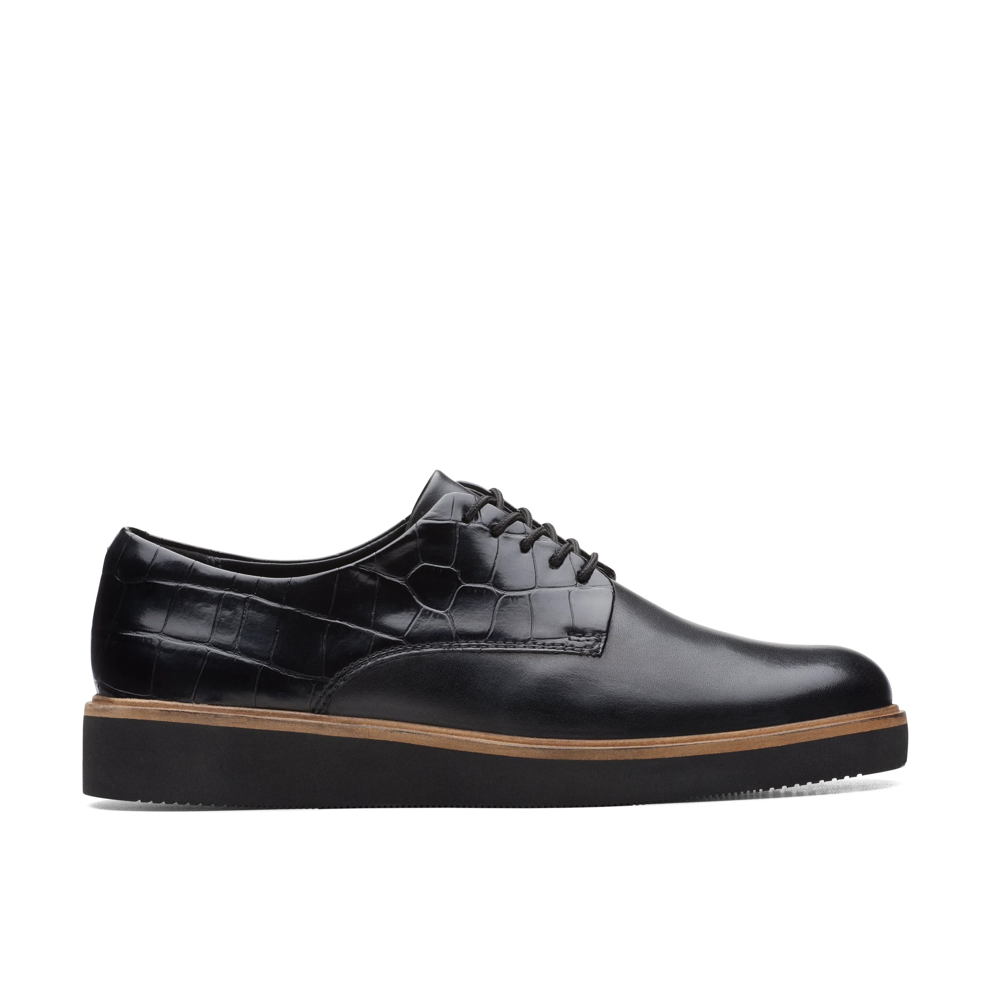Zapatos Casual De La Marca Clarks  Para Mujer Modelo Glickly Derby Black Combi En Color Negro