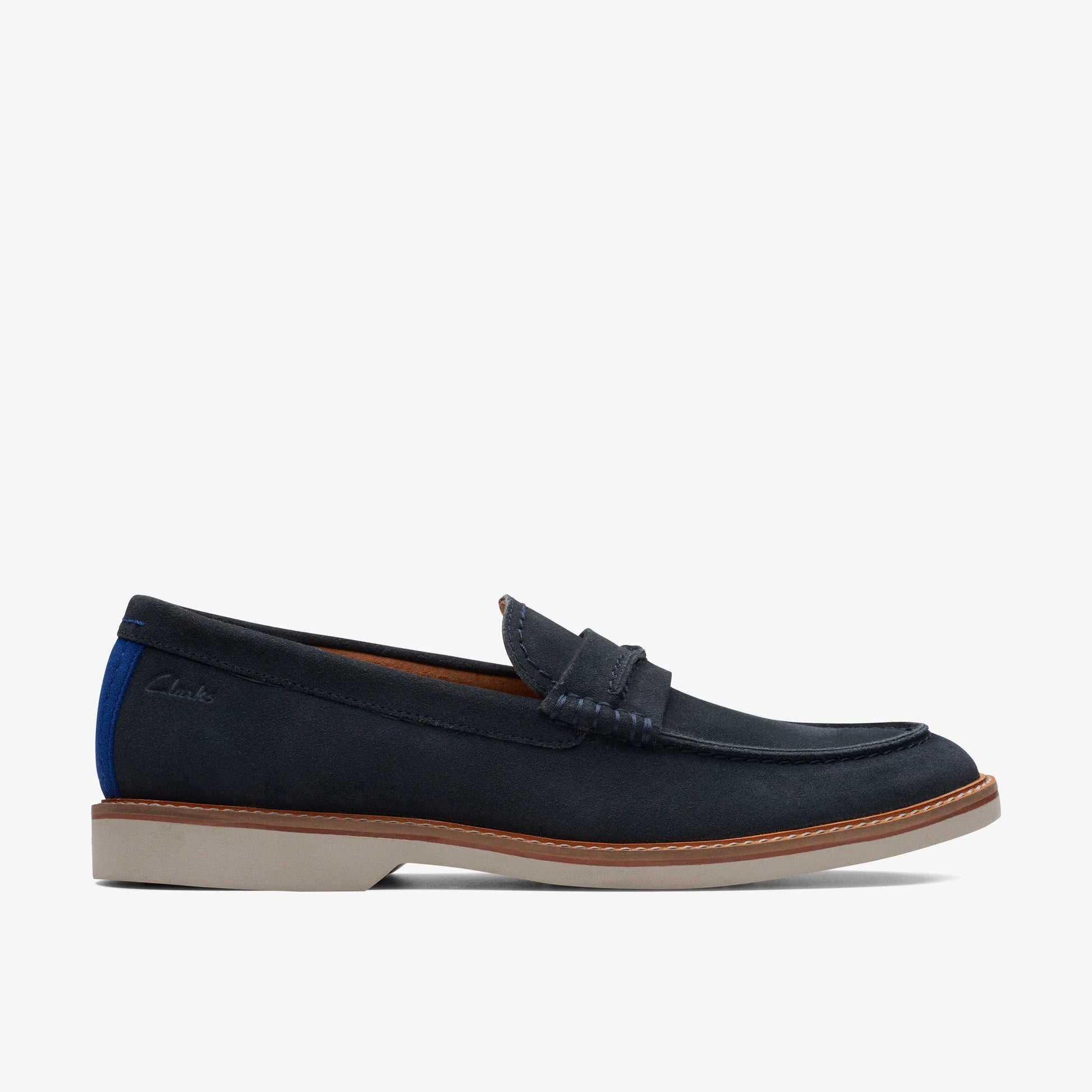 Zapatos Casual De La Marca Clarks  Para Hombre Modelo Atticus Ltslip Navy Suede En Color Azul