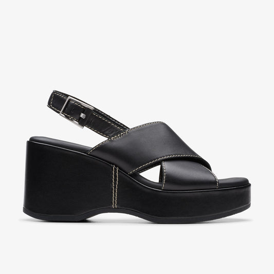 Sandalias De La Marca Clarks  Para Mujer Modelo Manon Wish Black Leather En Color Negro