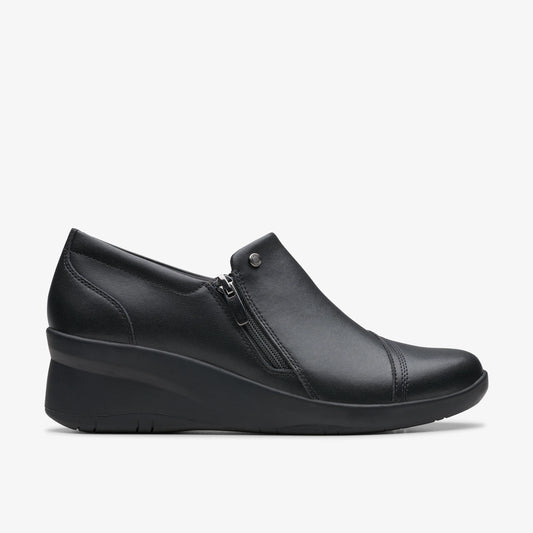 Zapatos Casual De La Marca Clarks  Para Mujer Modelo Suttyn Zip Black Leather En Color Negro