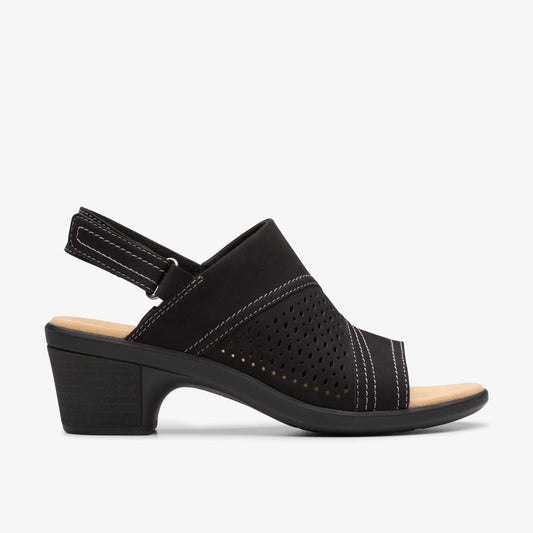 Sandalias De La Marca Clarks  Para Mujer Modelo Emily2 Mist Black Nubuck En Color Negro