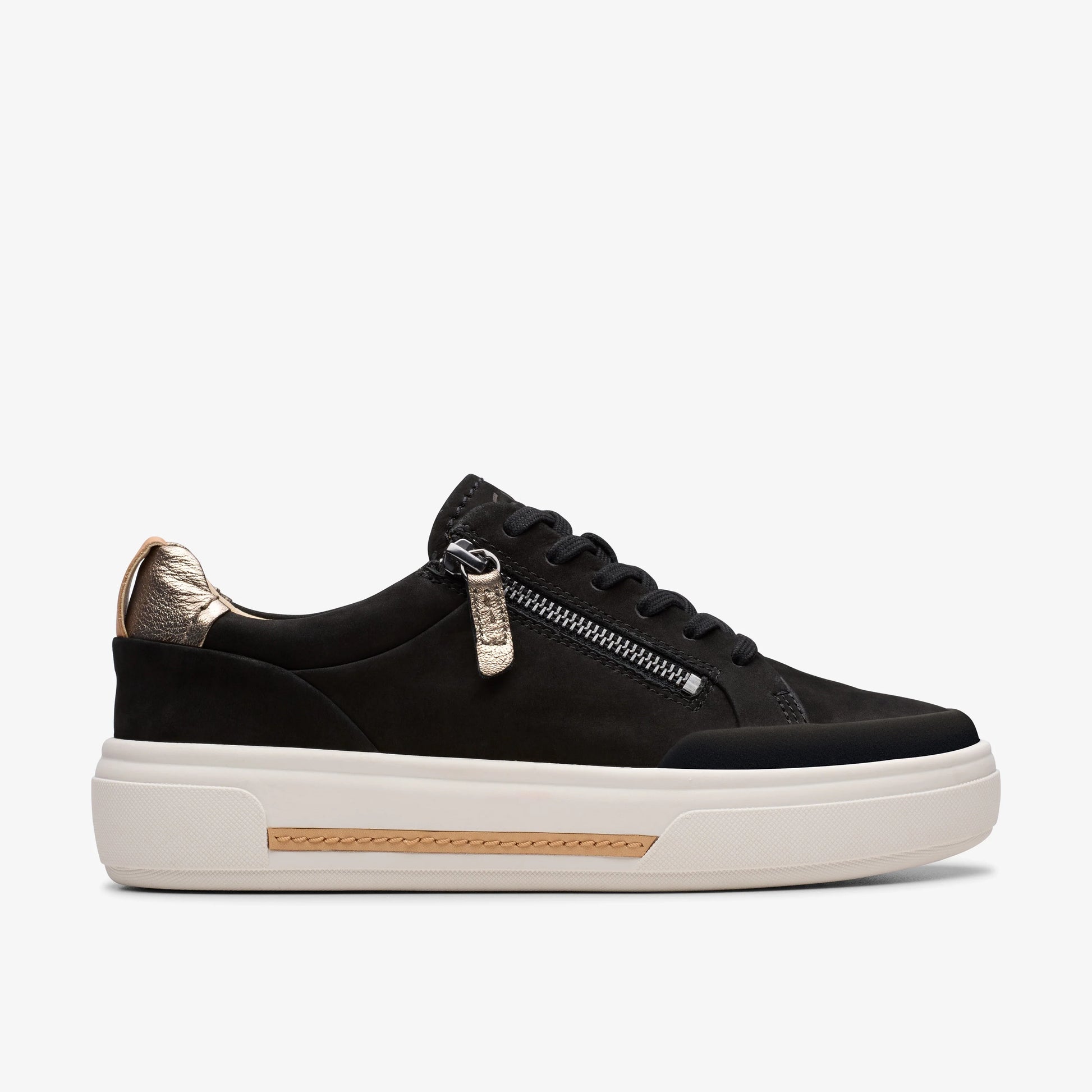 Sneakers De La Marca Clarks  Para Mujer Modelo Hollyhock Zip Black Nubuck En Color Negro