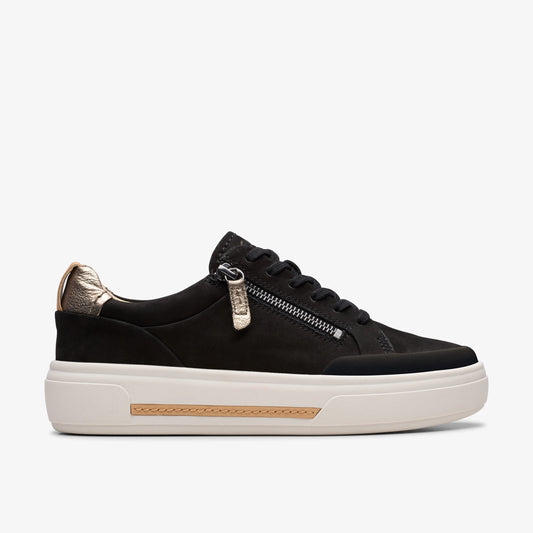 Sneakers De La Marca Clarks  Para Mujer Modelo Hollyhock Zip Black Nubuck En Color Negro