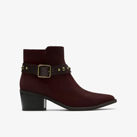 Botas De La Marca Clarks  Para Mujer Modelo Morzine Buckle Merlot Suede En Color Rojo