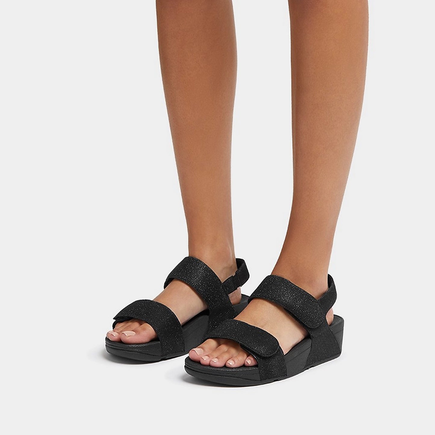 FITFLOP | WOMEN'S SANDALS | LULU ADJUSTABLE SHIMMERLUX BACK STRAP SANDALS ALL BLACK | BLACK
