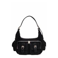 NUNOO | WOMEN'S BAG | SALLY BUCKLE SCUBA BLACK W ANTIQUE SILVER | BLACK