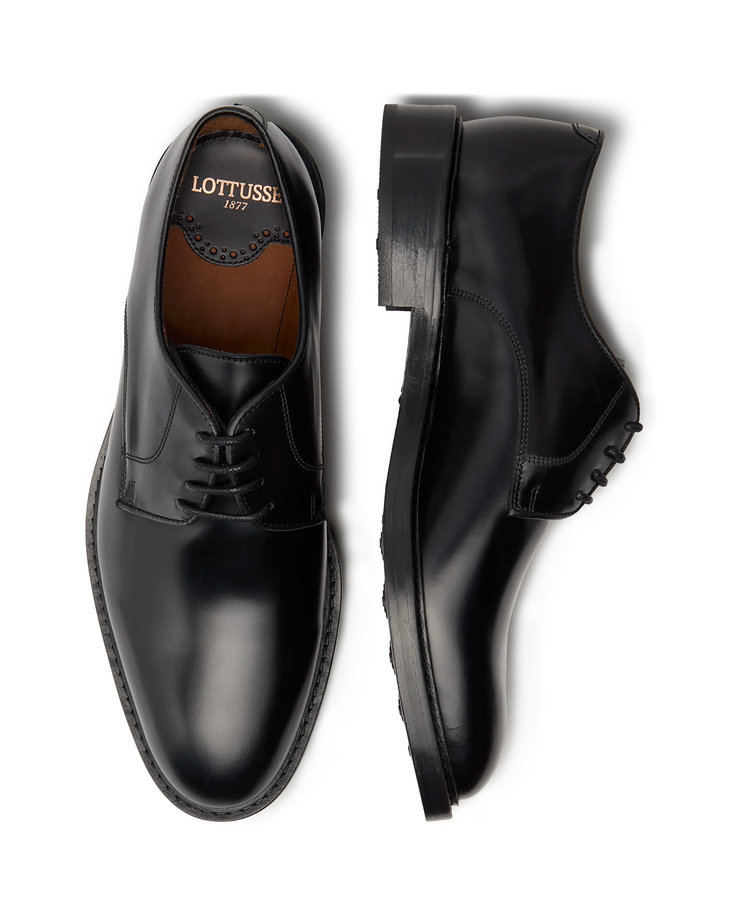 LOTTUSSÉ | CHAUSSURES DERBY SEMI-BRILLANTES POUR HOMMES | HARRYS | NOIR