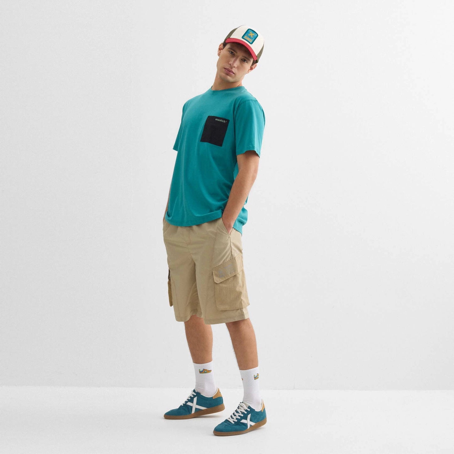 MUNICH | CAMISETAS | UNISEX | OVERSIZE T-SHIRT BOXES STREETWEAR PETROLEUM | AZUL