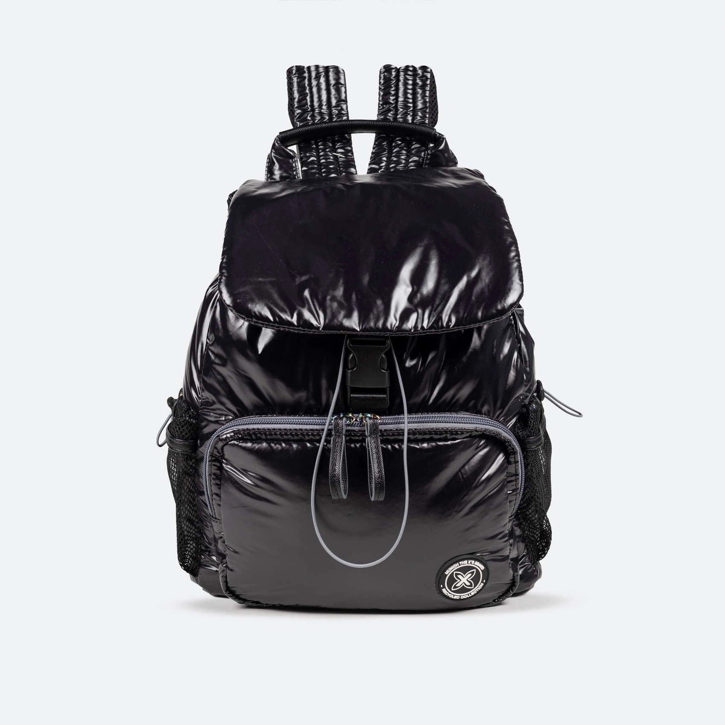MUNICH | DAMENTASCHEN | GLANZ RECYCELTER RUCKSACK SCHWARZ SCHWARZ | SCHWARZ