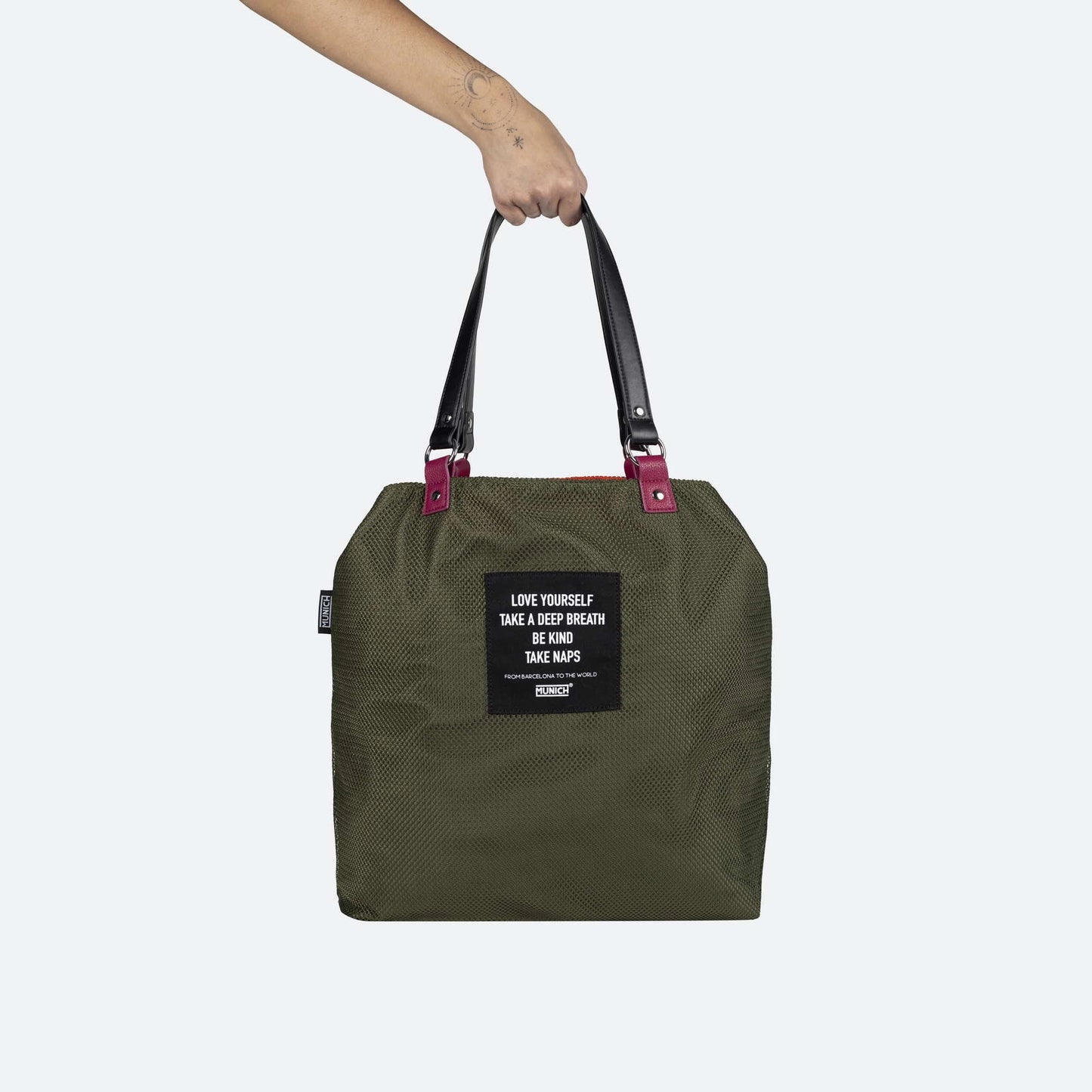 MUNICH | BOLSOS | MUJER | GOGO SPIN REVERSIBLE TOTE BAG C/KHAKI+ORANGE FLUOR