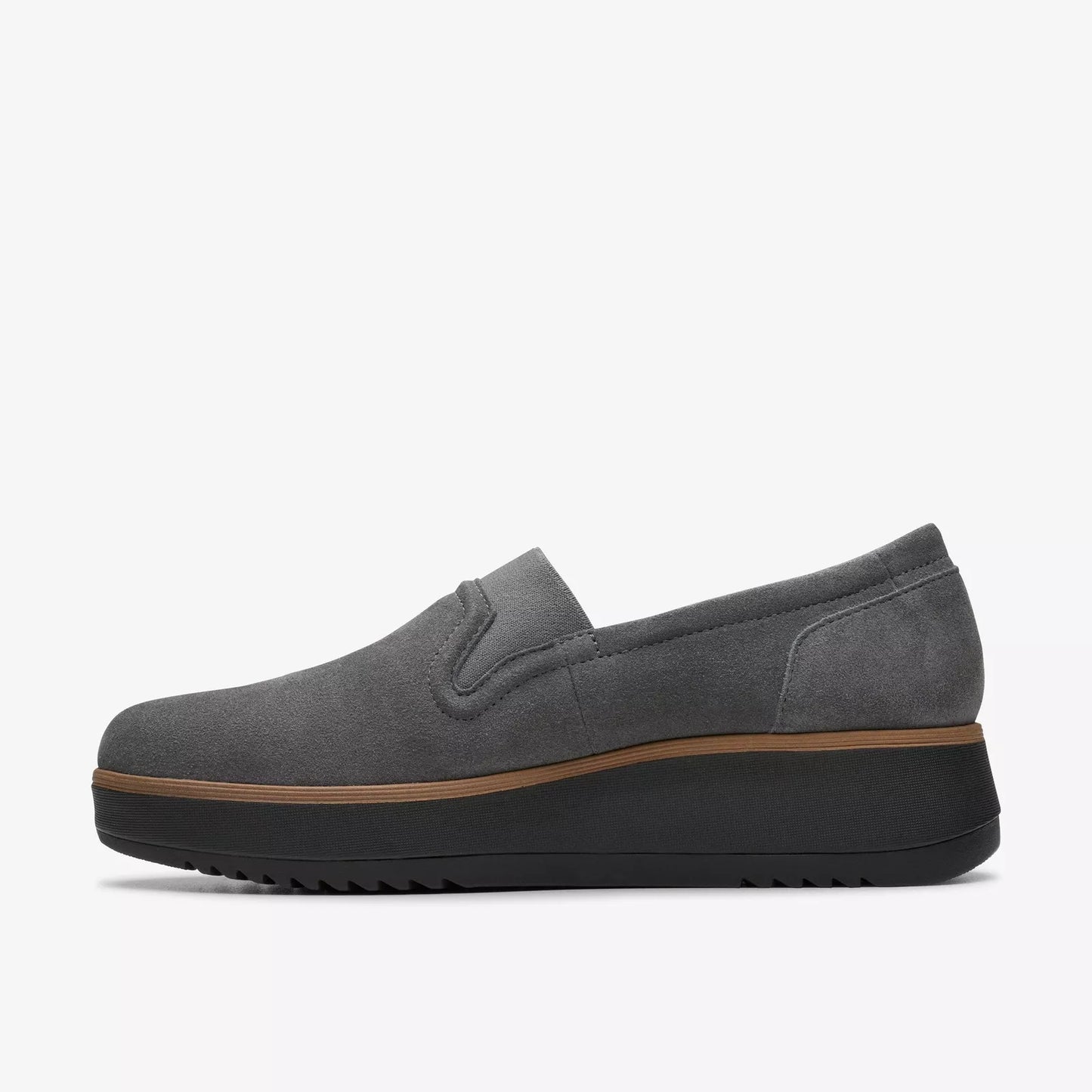 Zapatos Casual De La Marca Clarks Para Mujer Modelo Zylah Sky Dark Grey Suede En Color Gris