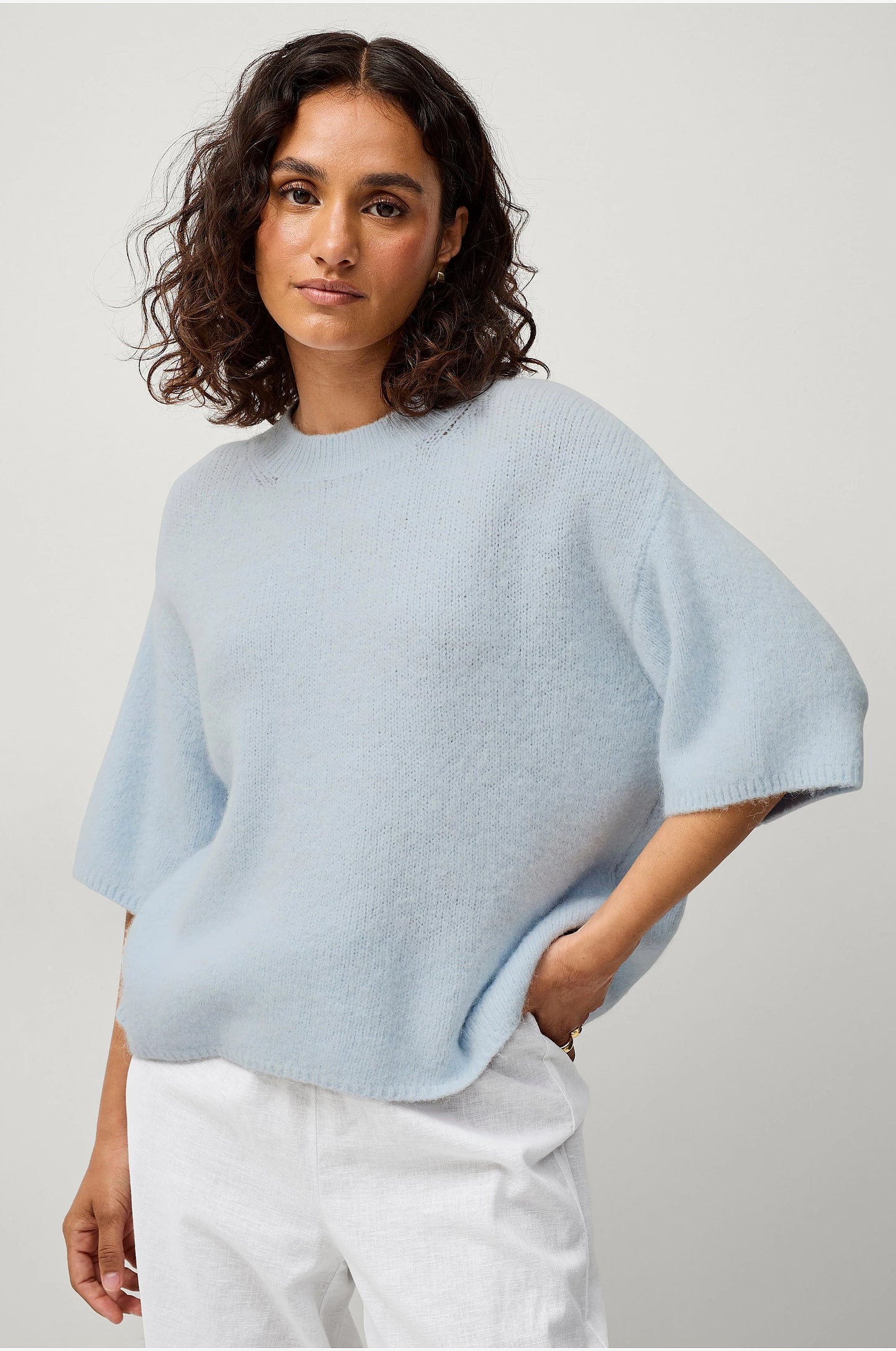 SECOND FEMALE | JERSEYS | MUJER | WANDA KNIT O-NECK NIGHT SKY | AZUL