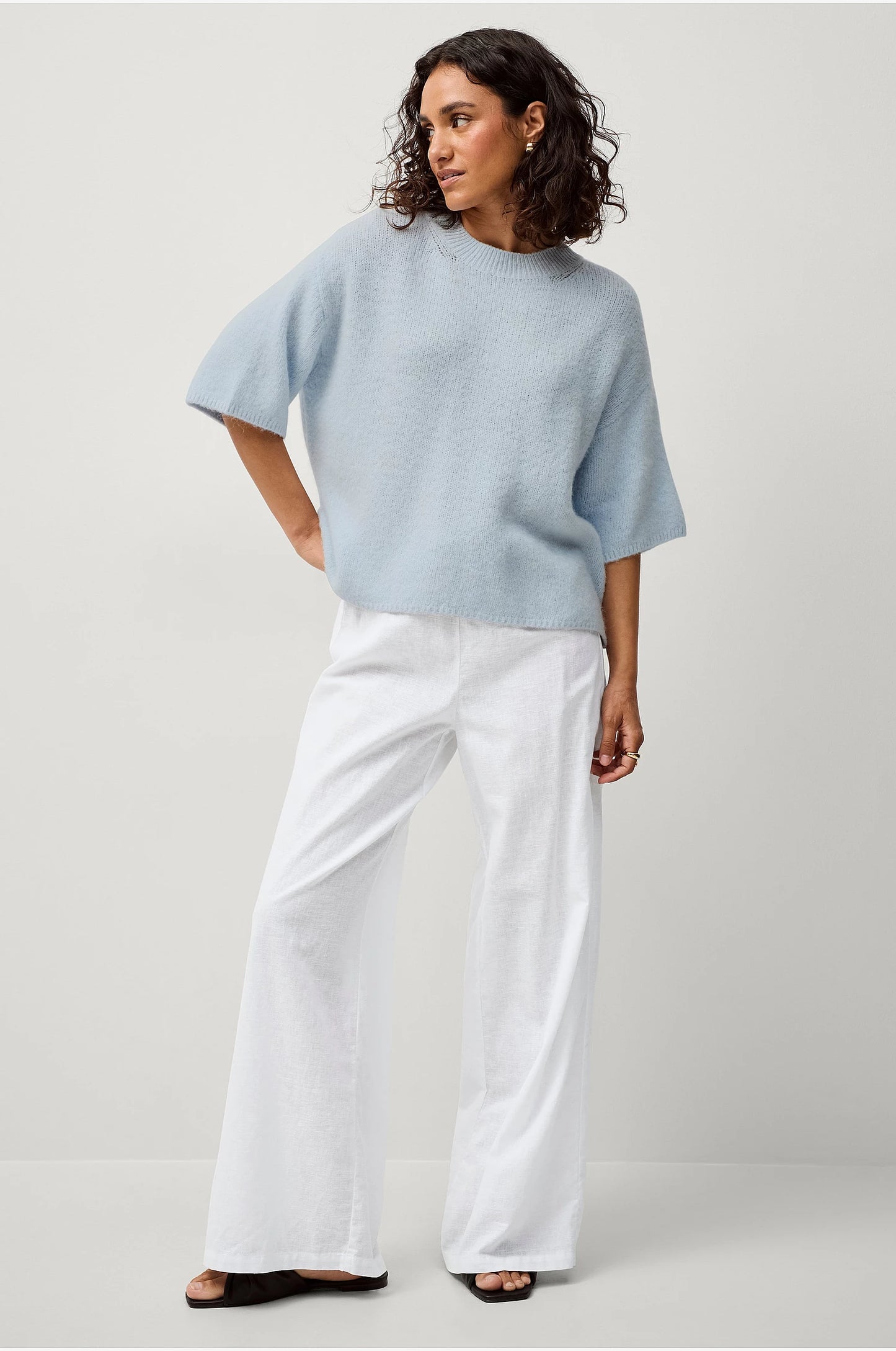 SECOND FEMALE | JERSEYS | MUJER | WANDA KNIT O-NECK NIGHT SKY | AZUL