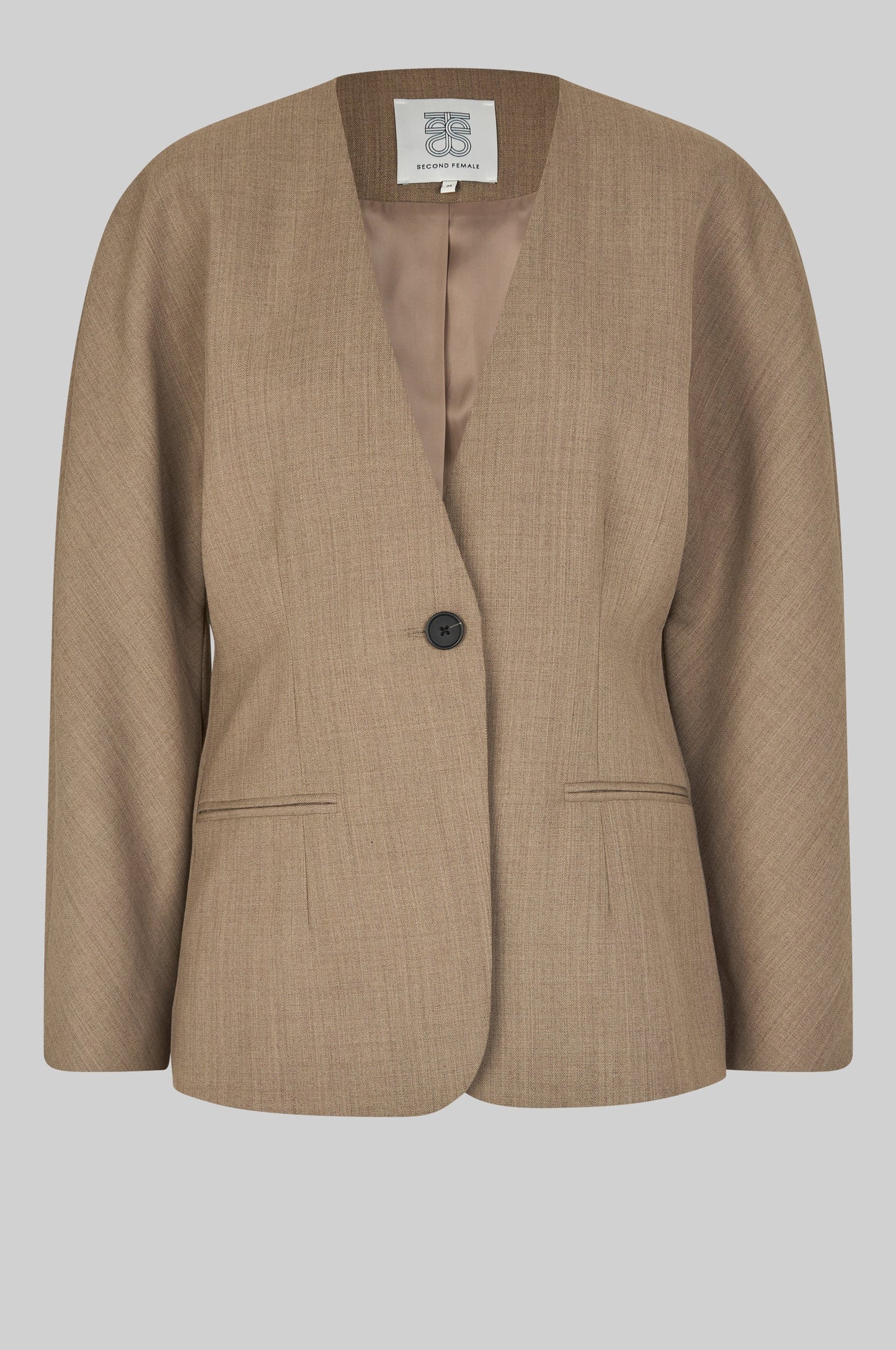 SECOND FEMALE | CHAQUETAS | MUJER | LEVELUP BLAZER MID BROWN MELANGE | MARRÓN