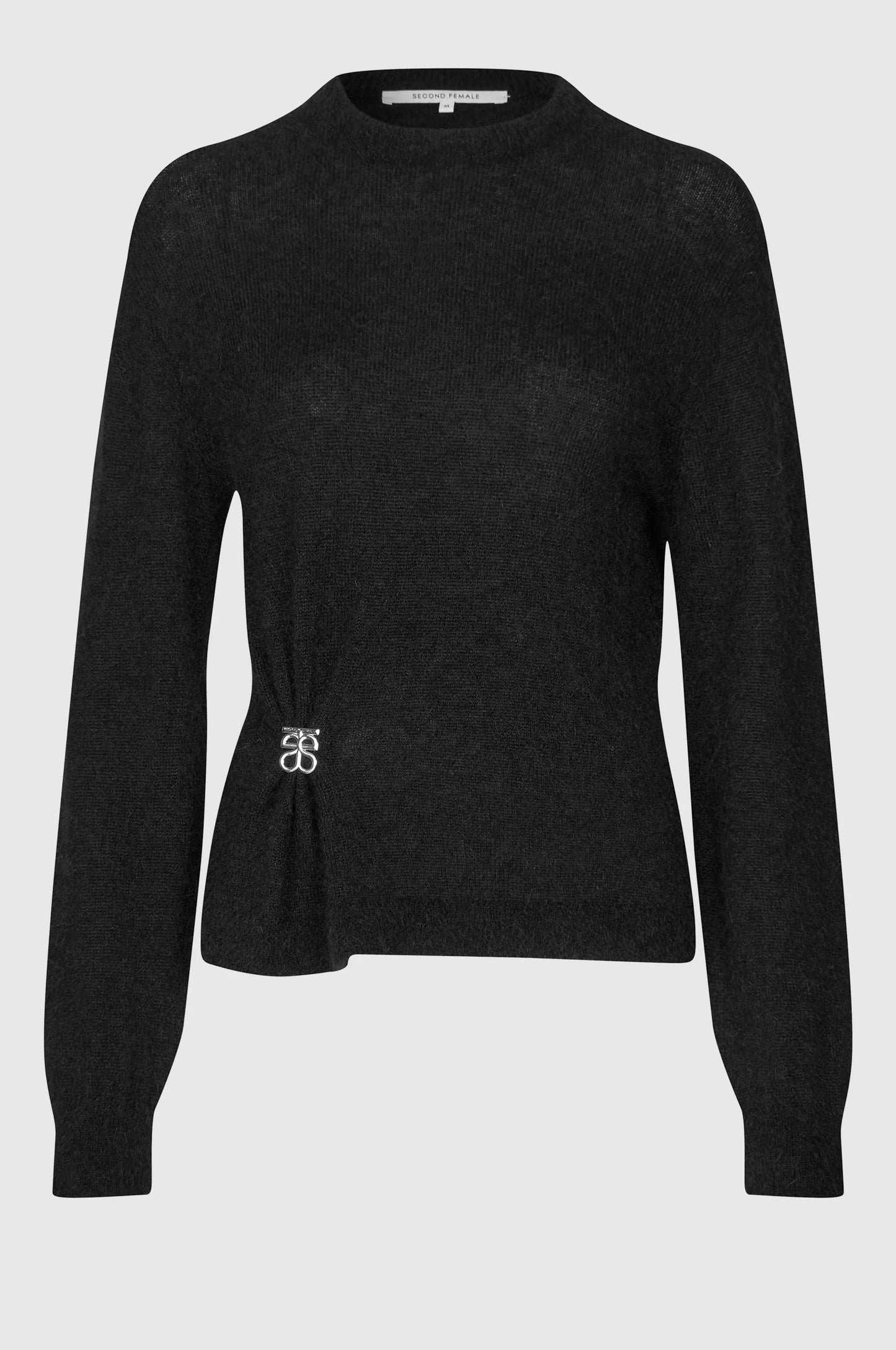 SECOND FEMALE | JERSEYS | MUJER | SOLVEJ KNIT O-NECK BLACK | NEGRO