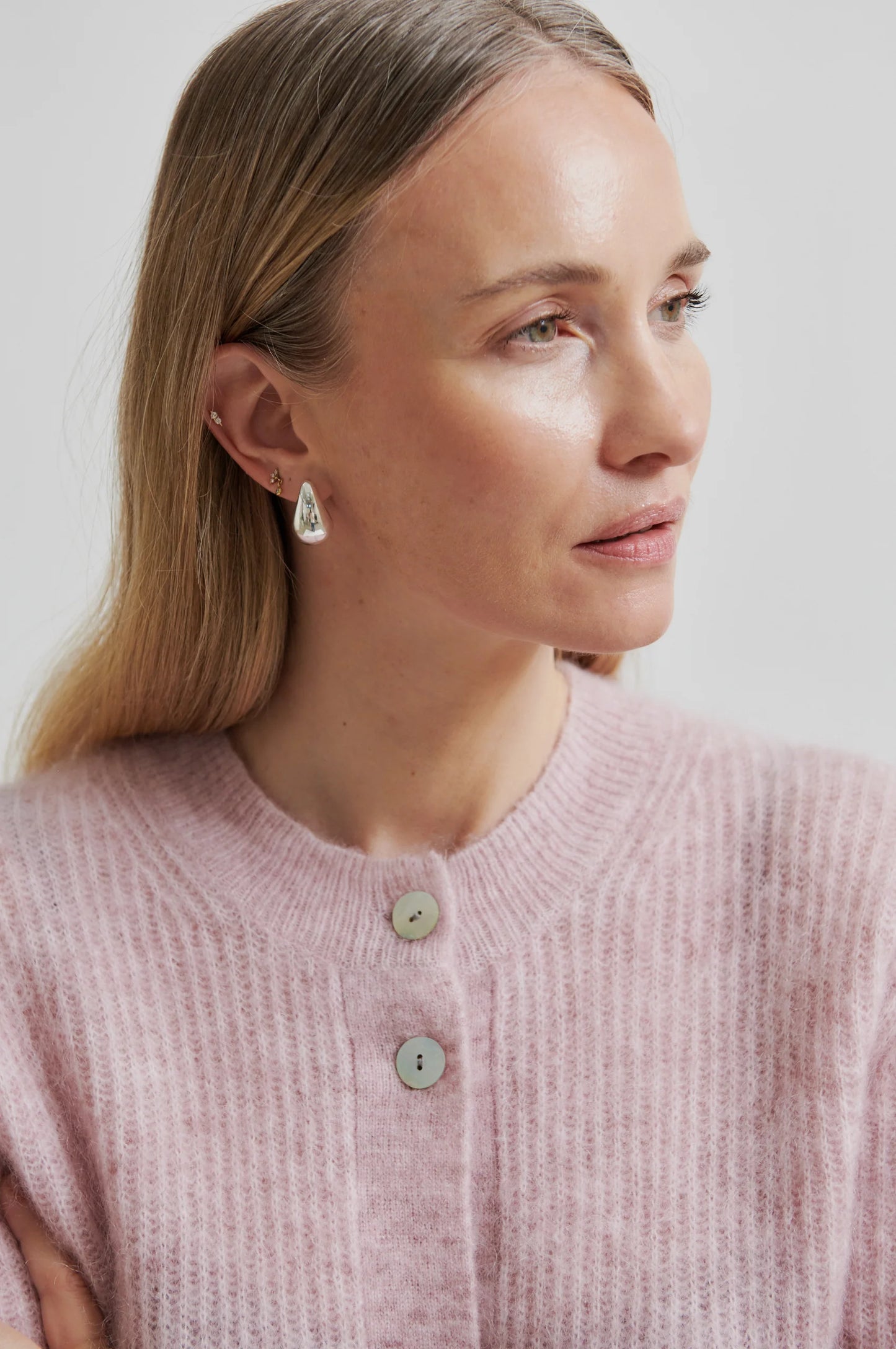 SECOND FEMALE | CHAQUETAS | MUJER | ANDREA KNIT RIB LS CARDIGAN SEPIA ROSE | ROSA