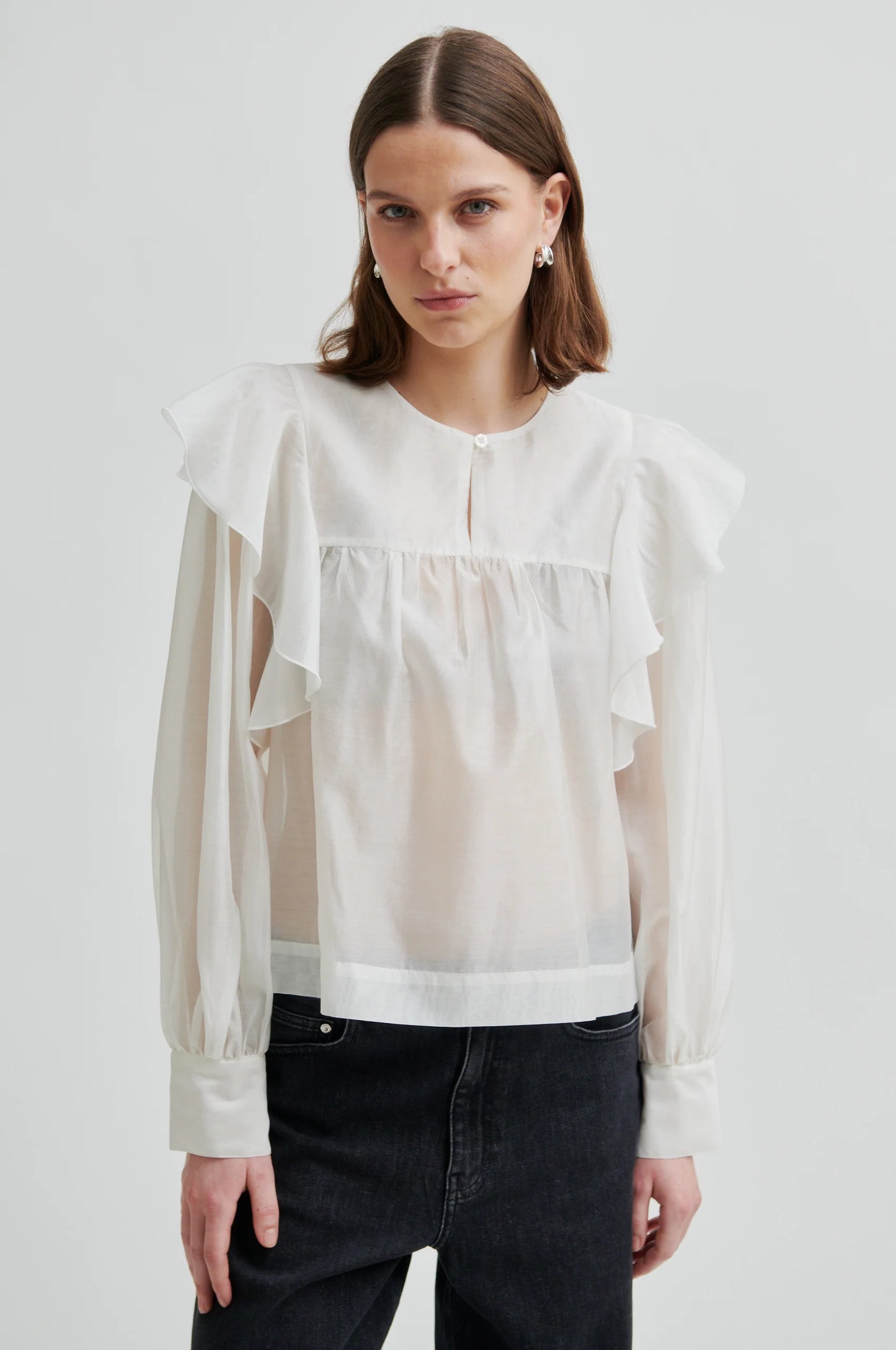 SECOND FEMALE | BLUSAS | MUJER | DREAM RUFFLE BLOUSE JET STREAM | BLANCO