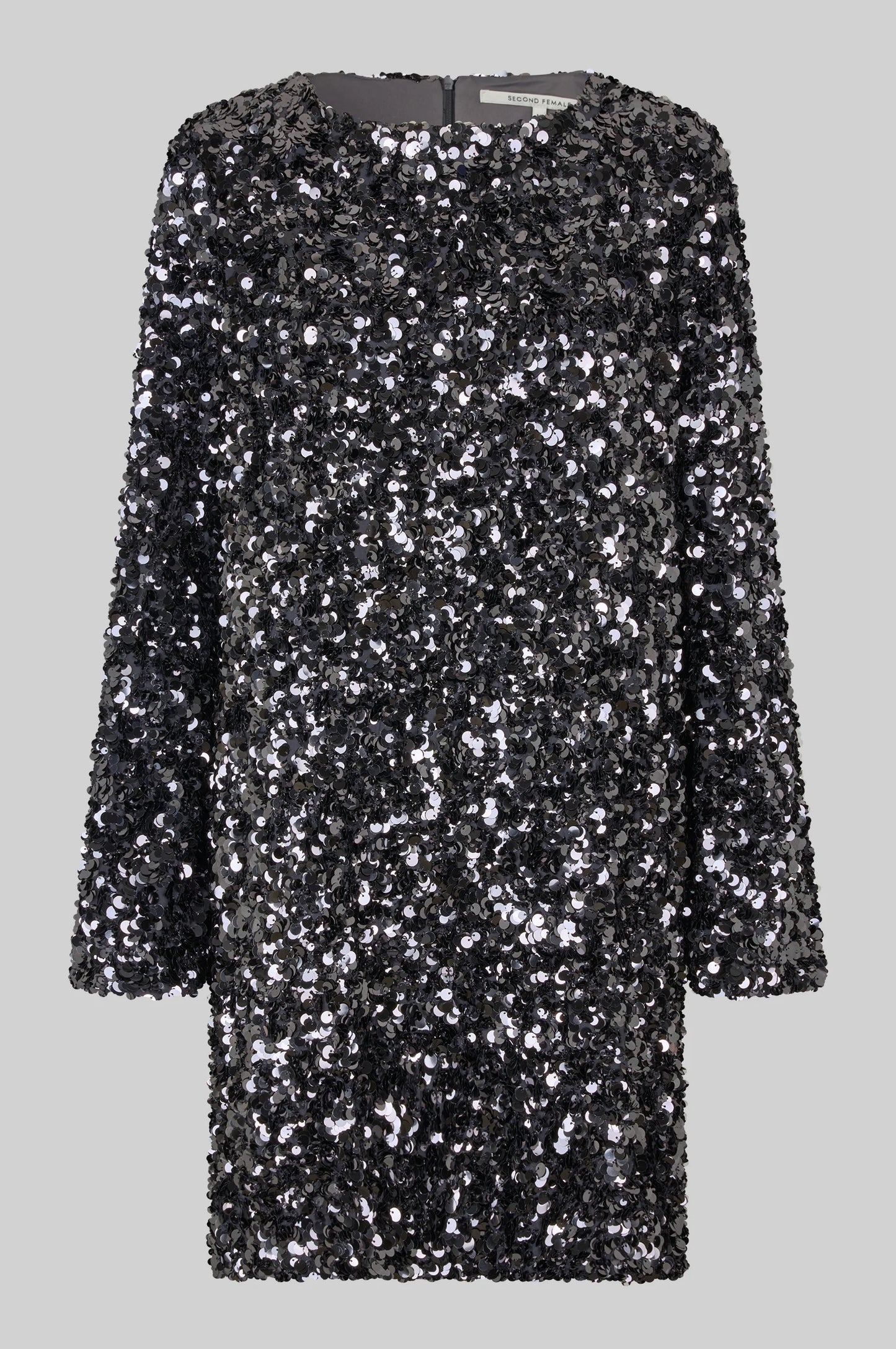 SECOND FEMALE | VESTIDOS | MUJER | SHINY MINI DRESS GUNGREY METAL | GRIS