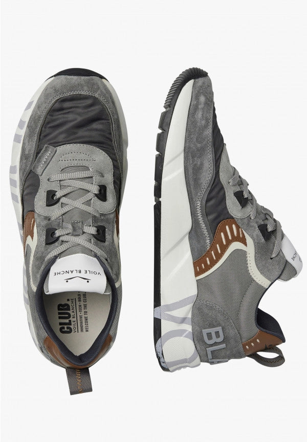 VOILE BLANCHE | SNEAKERS | HOMBRE | CLUB01. ANTHRACITE-COGNAC | GRIS