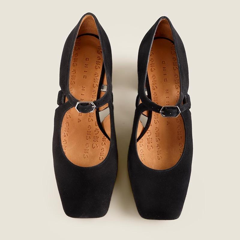 CHIE MIHARA | CHAUSSURES HABILLÉES FEMME | DAIM VYSTA | NOIR